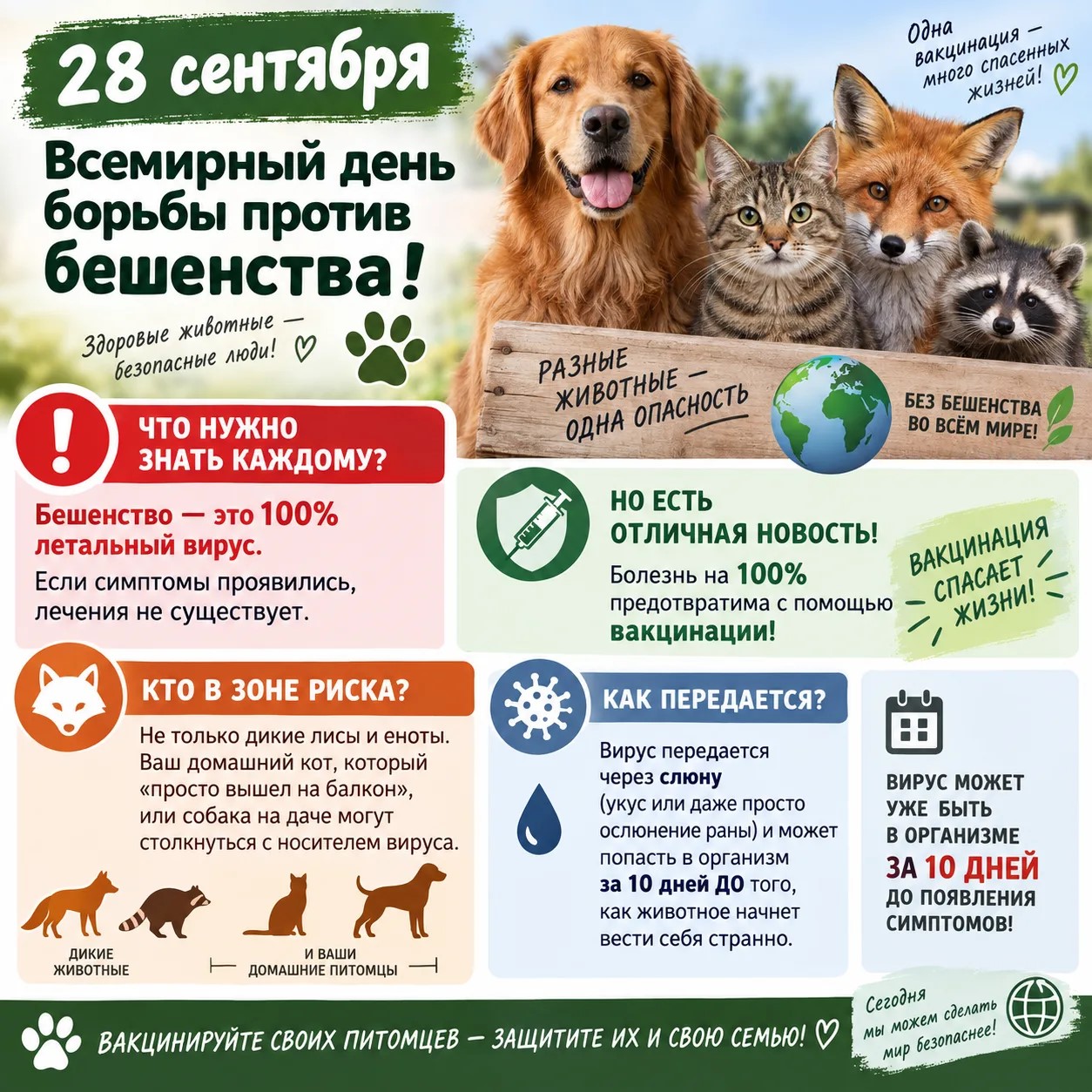 28 сентября — Всемирный день борьбы против бешенства!